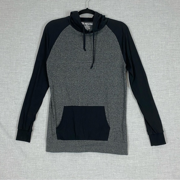 Bluenotes Hooded Long Sleeve Tee Sz Small Two Tone Gray Black - Picture 1 of 9